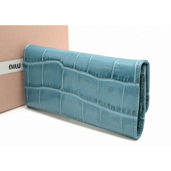 Miu Miu 6-Row Key Case Embossed Leather Emerald Green - Picture 2 of 3